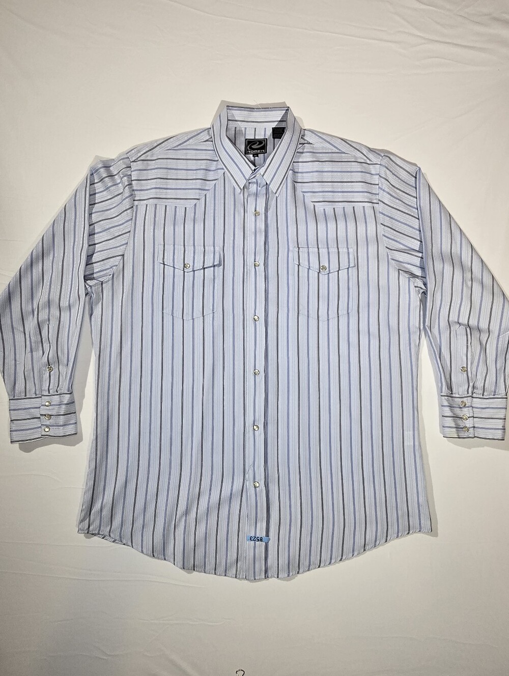 Roper Western Shirt Mens 2XL Light Blue Striped Snap Button Long Sleeve Yoke